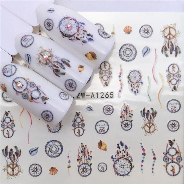 Autocollants d'art des ongles d'hiver - Designs d'élan et de loup