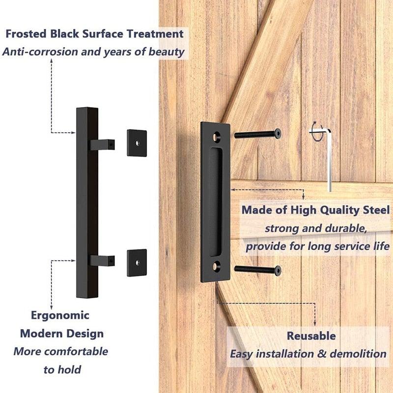Poignée de porte coulissante en bois noir rustique