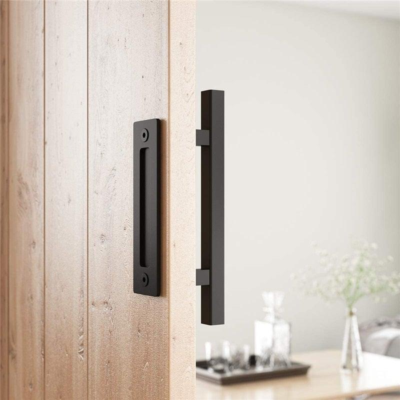 Poignée de porte coulissante en bois noir rustique