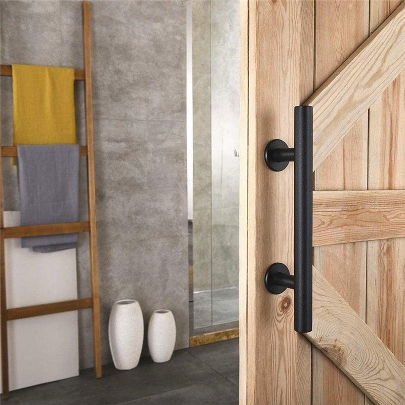 Poignée de porte coulissante en bois noir rustique