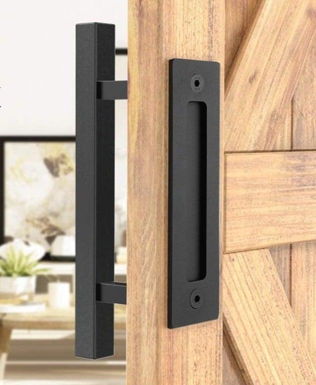 Poignée de porte coulissante en bois noir rustique