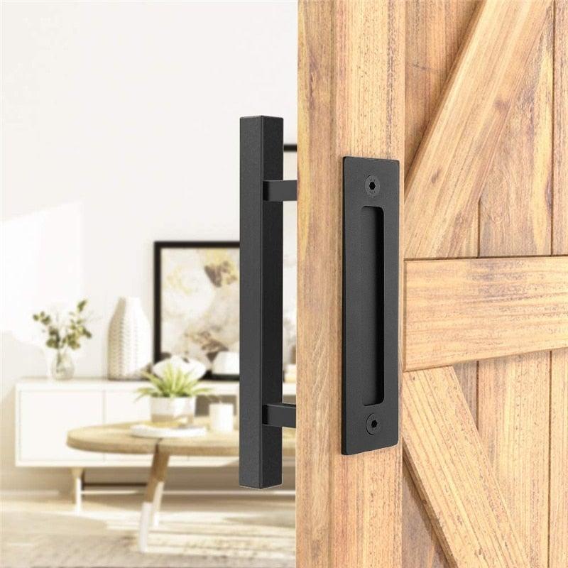 Poignée de porte coulissante en bois noir rustique