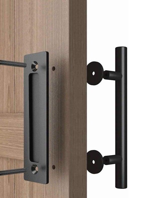 Poignée de porte coulissante en bois noir rustique