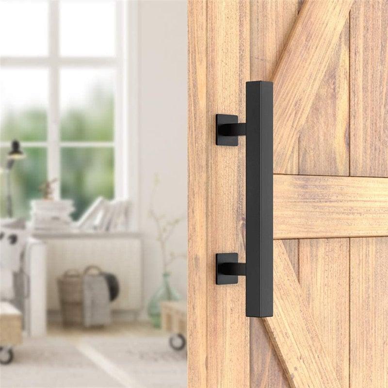 Poignée de porte coulissante en bois noir rustique