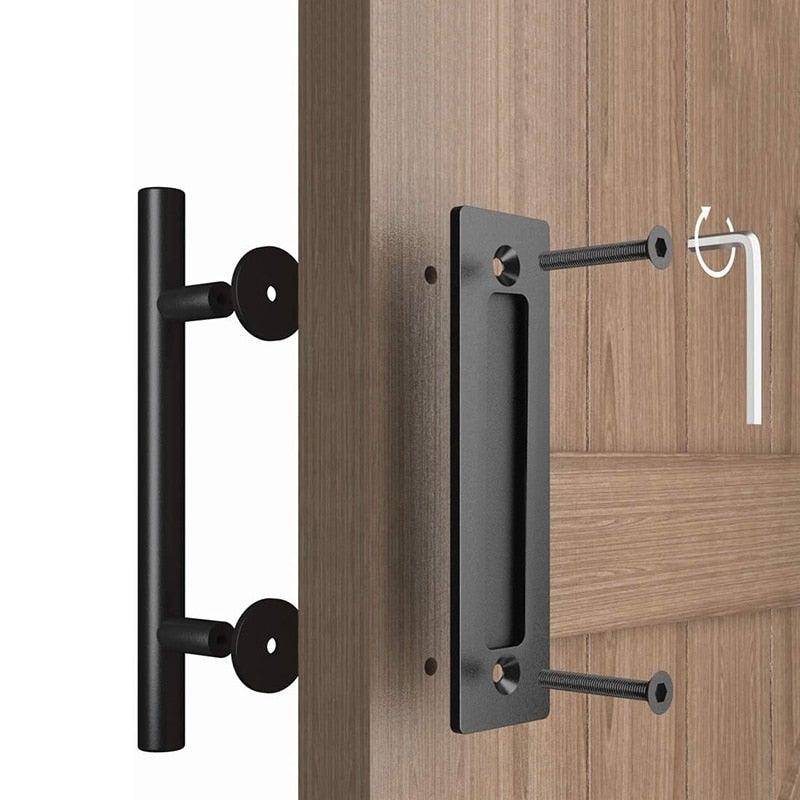 Poignée de porte coulissante en bois noir rustique
