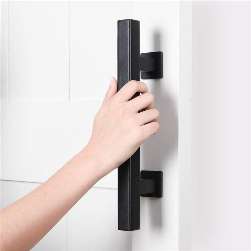 Poignée de porte coulissante en bois noir rustique