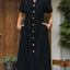 Robe midi à manches courtes avec fente et cordon de serrage
