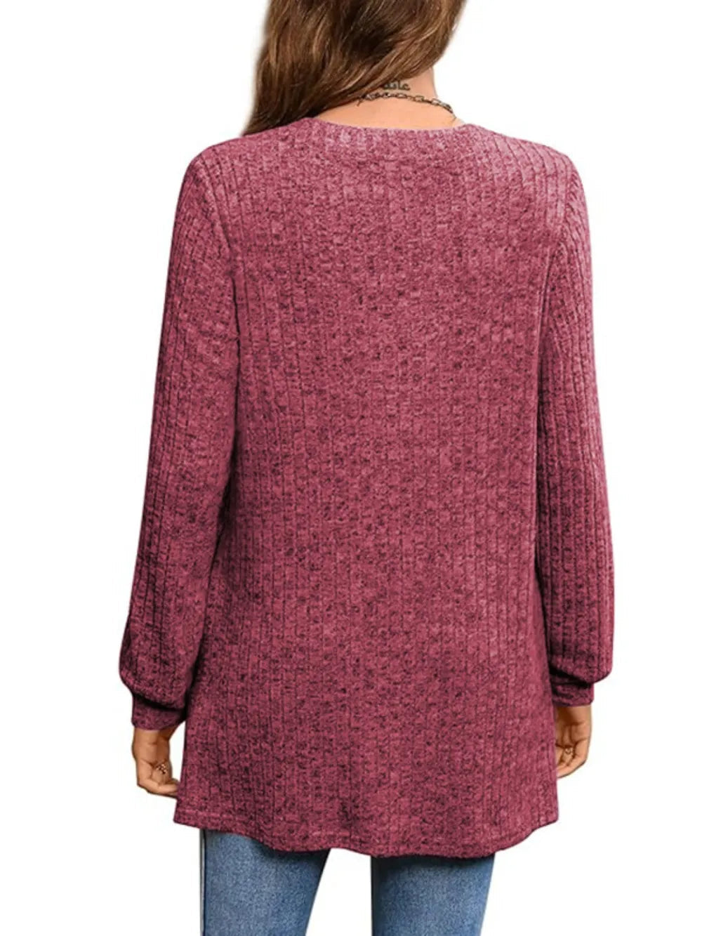 Slit Notched Pocketed Long Sleeve T-Shirt - Korvel