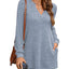 Slit Notched Pocketed Long Sleeve T-Shirt - Korvel