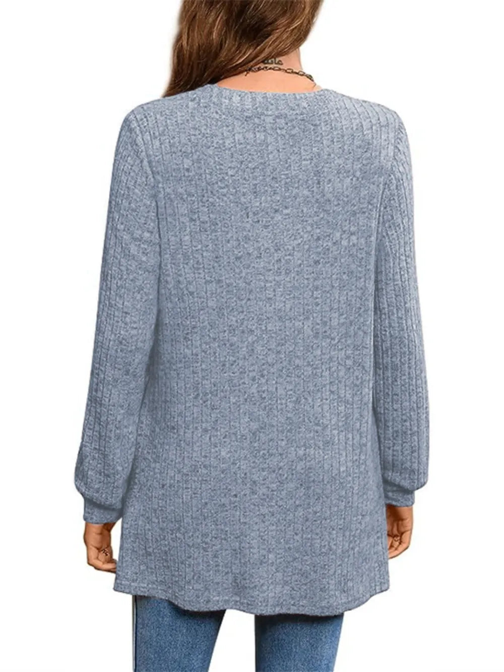 Slit Notched Pocketed Long Sleeve T-Shirt - Korvel