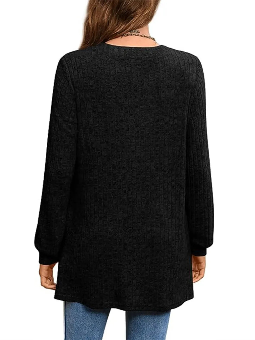 Slit Notched Pocketed Long Sleeve T-Shirt - Korvel