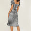 Slit Plaid Short Sleeve Midi Dress