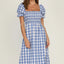 Slit Plaid Short Sleeve Midi Dress