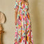 Elegant Slit Printed Surplice Maxi Dress