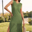 Slit Round Neck Sleeveless Sweater Dress - Korvel