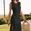 Slit Round Neck Sleeveless Sweater Dress - Korvel