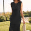 Slit Round Neck Sleeveless Sweater Dress - Korvel
