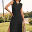 Slit Round Neck Sleeveless Sweater Dress - Korvel