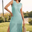 Slit Round Neck Sleeveless Sweater Dress - Korvel