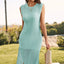 Slit Round Neck Sleeveless Sweater Dress - Korvel
