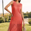 Slit Round Neck Sleeveless Sweater Dress - Korvel