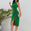 Slit Ruched Mock Neck Sleeveless Dress - Korvel