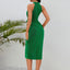 Slit Ruched Mock Neck Sleeveless Dress - Korvel