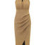 Slit Ruched Mock Neck Sleeveless Dress - Korvel