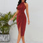 Slit Ruched Mock Neck Sleeveless Dress - Korvel