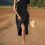 Elegant Slit Single Shoulder Midi Dress