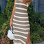 Slit Striped Round Neck Sleeveless Midi Dress - Korvel