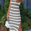 Slit Striped Round Neck Sleeveless Midi Dress - Korvel
