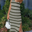 Slit Striped Round Neck Sleeveless Midi Dress - Korvel