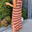 Slit Striped Round Neck Sleeveless Midi Dress - Korvel