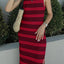 Slit Striped Round Neck Sleeveless Midi Dress - Korvel