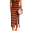 Slit Striped Round Neck Sleeveless Midi Dress - Korvel
