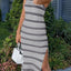 Slit Striped Round Neck Sleeveless Midi Dress - Korvel