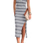 Slit Striped Round Neck Sleeveless Midi Dress - Korvel
