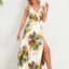 Slit Tied Printed Surplice Dress - Korvel
