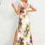 Slit Tied Printed Surplice Dress - Korvel