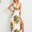 Slit Tied Printed Surplice Dress - Korvel