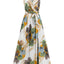 Slit Tied Printed Surplice Dress - Korvel