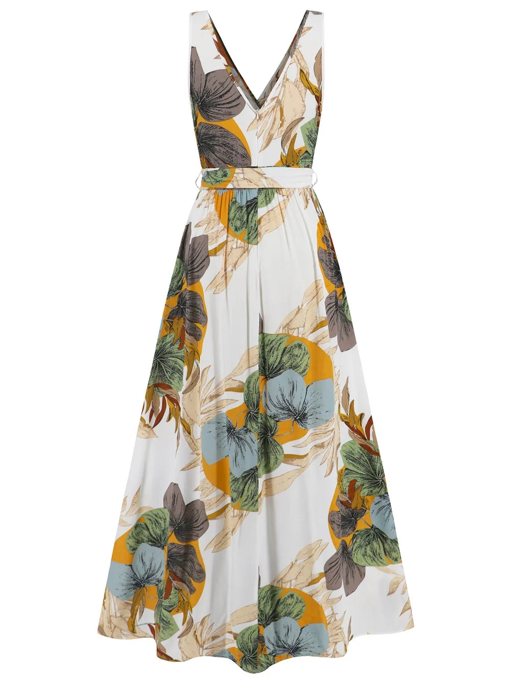 Slit Tied Printed Surplice Dress - Korvel