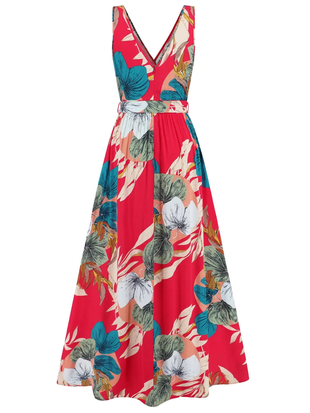 Slit Tied Printed Surplice Dress - Korvel