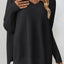 Slit V-Neck Dropped Shoulder Sweater - Korvel