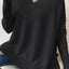 Slit V-Neck Dropped Shoulder Sweater - Korvel