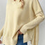 Slit V-Neck Dropped Shoulder Sweater - Korvel
