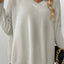 Slit V-Neck Dropped Shoulder Sweater - Korvel