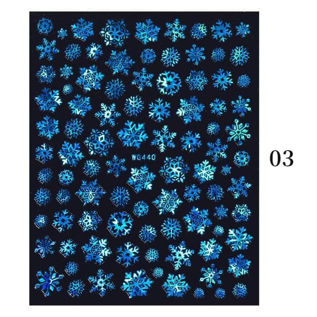 Calcomanías de Arte de Uñas de Copos de Nieve en Bronceado Plateado para Manicuras Festivas