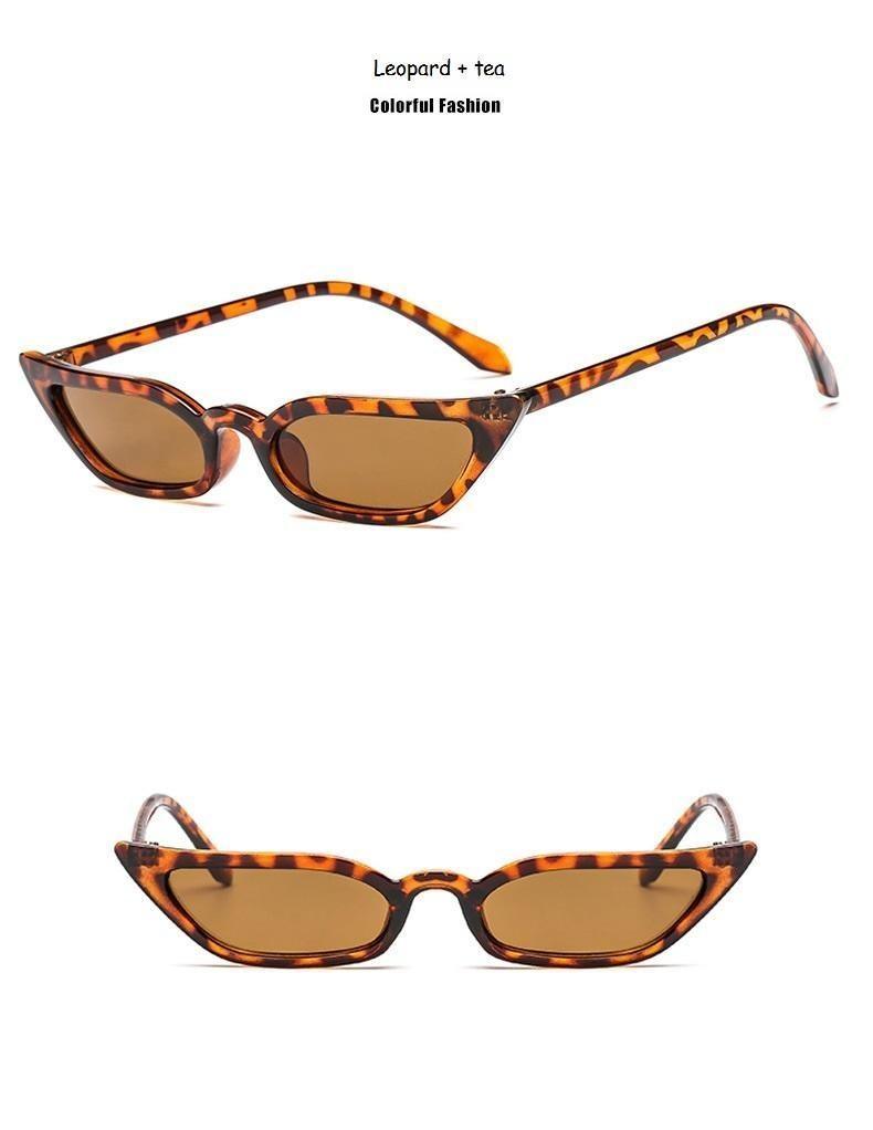 Small Leopard Cat Eye Sunglasses - Vintage UV Protection